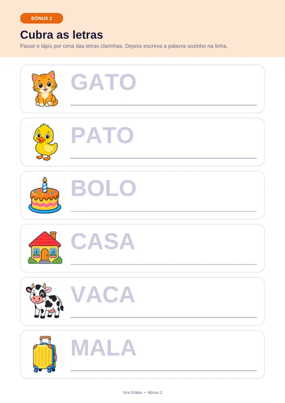 Página do bônus Cubra as Letras